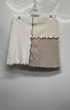 Load image into Gallery viewer, Bershka Womens Beige Patchwork Elastic Waist Ribbed Knit Mini Skirt Size Small
