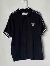 Load image into Gallery viewer, True Religion Mens Black Cotton Logo Short Sleeve Collared Polo Shirt No Size
