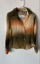 Load image into Gallery viewer, Zara Womens Green Orange Tie-Dye Long Sleeve Semi-Sheer Button-Up Shirt Size S
