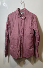 Load image into Gallery viewer, Express Mens Red White Striped Print Cotton Long Sleeve Dress Shirt Size M
