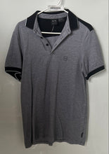 Load image into Gallery viewer, Armani Exchange Mens Navy Blue Gray Short Sleeve Collared Polo Shirt Size M

