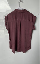 Load image into Gallery viewer, Express Womens Brown Cuffed Short Cap Sleeve Spread Collar Blouse Top Size M
