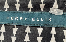 Load image into Gallery viewer, Perry Ellis Mens Black White Triangle Print Short Sleeve Button-Up Shirt Size XL
