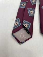 Load image into Gallery viewer, Christian Dior Mens Burgundy Printed Silk Adjustable Pointed Tie One Size
