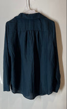 Load image into Gallery viewer, Ann Taylor Womens Blue Chain Print Long Sleeve Collared Camp Shirt Blouse Size S

