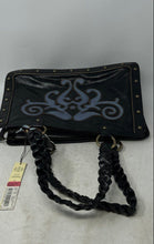 Load image into Gallery viewer, Kate Landry Womens Black Leather Double Handle Studded Shoulder Bag With Tags
