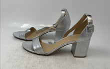 Load image into Gallery viewer, CL By Laundry Womens Silver Color Leather Low Block Ankle Strap Heels Size 8.5
