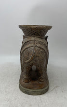 Load image into Gallery viewer, Vintage Elephant Pillar Intricate Carvings And Ceremonial Saddle Candle Holder
