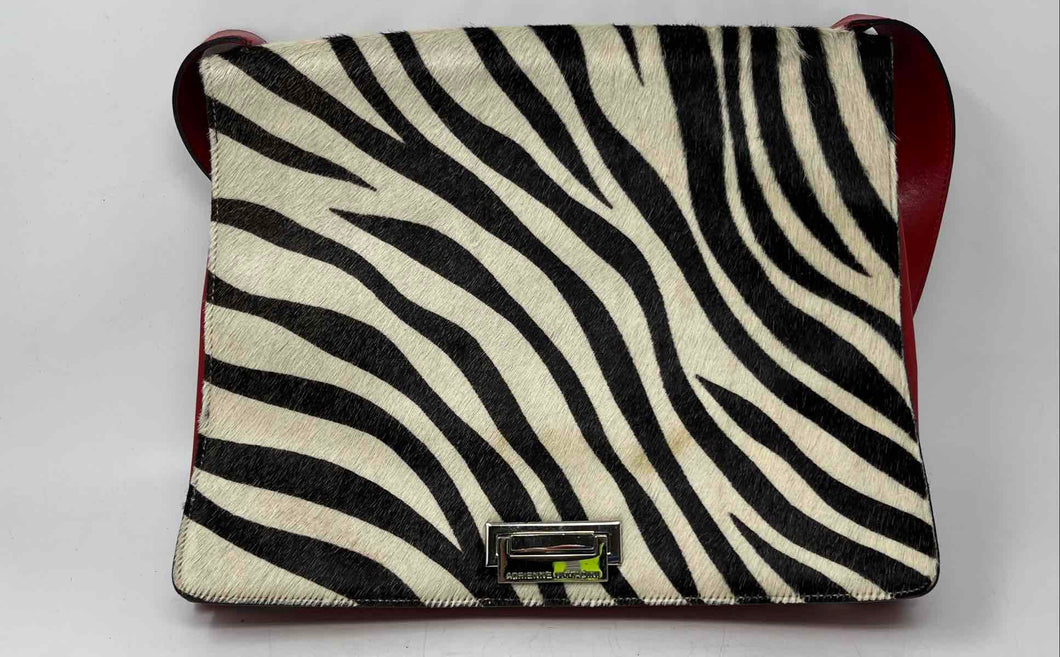 Adrienne Vittadini Womens Multicolor Zebra Print Single Strap Flap Shoulder Bag