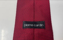 Load image into Gallery viewer, Pierre Cardin Mens Red Textured Silk Keeper Loop Adjustable Pointed Tie
