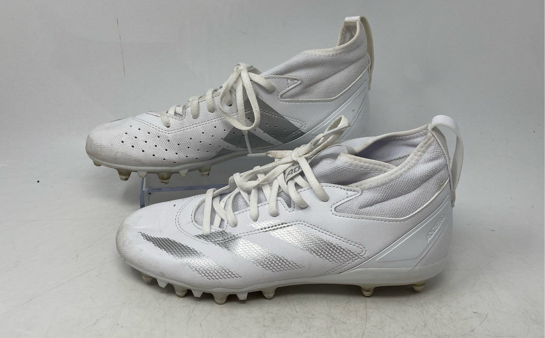 Adidas Mens Adizero Impact.2 White Silver Lace-Up Football Cleats Size 8.5