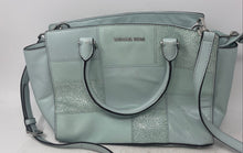 Load image into Gallery viewer, Michael Kors Womens Selma Light Green Patchwork Double Handle Satchel Handbag
