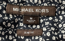Load image into Gallery viewer, Michael Kors Mens Black Printed Short Sleeve Button-Up Shirt Size Medium
