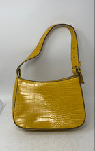 Load image into Gallery viewer, Prune Womens Yellow Crocodile Embossed Leather Single Strap Zip Top Shoulder Bag
