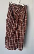 Load image into Gallery viewer, Zara Womens Brown Plaid Ruched Front Slit Midi Straight &amp; Pencil Skirt Size S
