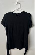 Load image into Gallery viewer, Zara Womens Black Cotton Short Sleeve Crew Neck Blouse Top Size Medium
