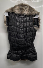 Load image into Gallery viewer, Xiomi Womens Black Sleeveless Faux Fur Collar Belted Puffer Vest Size Medium
