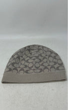 Load image into Gallery viewer, Coach Womens Beige Signature Print Ribbed Knitted Beanie Hat
