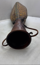 Load image into Gallery viewer, Lot Of 2 Pieces Assorted Metallic Brown Embossed Floral Decorative Floor Vases
