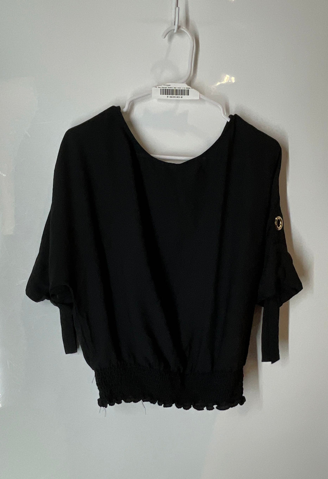 7th Ave Design Studio New York & Co Womens Black Round Neck Blouse Top Size L