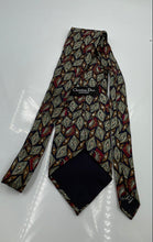 Load image into Gallery viewer, Christian Dior Mens Green Red Geometric Diamond Silk Keeper Loop Pointed Tie
