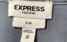 Load image into Gallery viewer, Express Portofino Womens Gray Ruffle V-Neck Slim Button Front Blouse Top Size M

