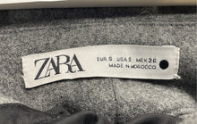 Load image into Gallery viewer, Zara Womens Gray Flat Front Pockets Adjustable Waist Paperbag Pants Size Small
