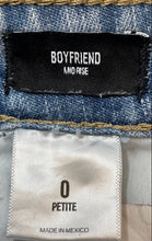 Load image into Gallery viewer, Express Womens Blue Denim Medium Wash Distressed Mid Rise Boyfriend Jeans Sz 0P
