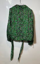 Load image into Gallery viewer, Michael Kors Womens Green Zebra Print Long Sleeve Wrap Blouse Top Size M
