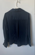 Load image into Gallery viewer, Zara Womens Black Long Sleeve Regular Fit Collared Button-Up Shirt Size S
