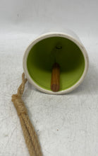 Load image into Gallery viewer, White Green Dragonfly Watercolor Decorative Ceramic Bell With Jute Hanging Loop
