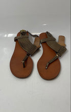 Load image into Gallery viewer, Coach Womens Metallic Gold Leather Slip-On Wedge Thong Sandals Size 6B
