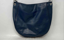 Load image into Gallery viewer, Michael Kors Womens Nomad Blue Leather Shoulder Strap Zip Top Lined Hobo Bag
