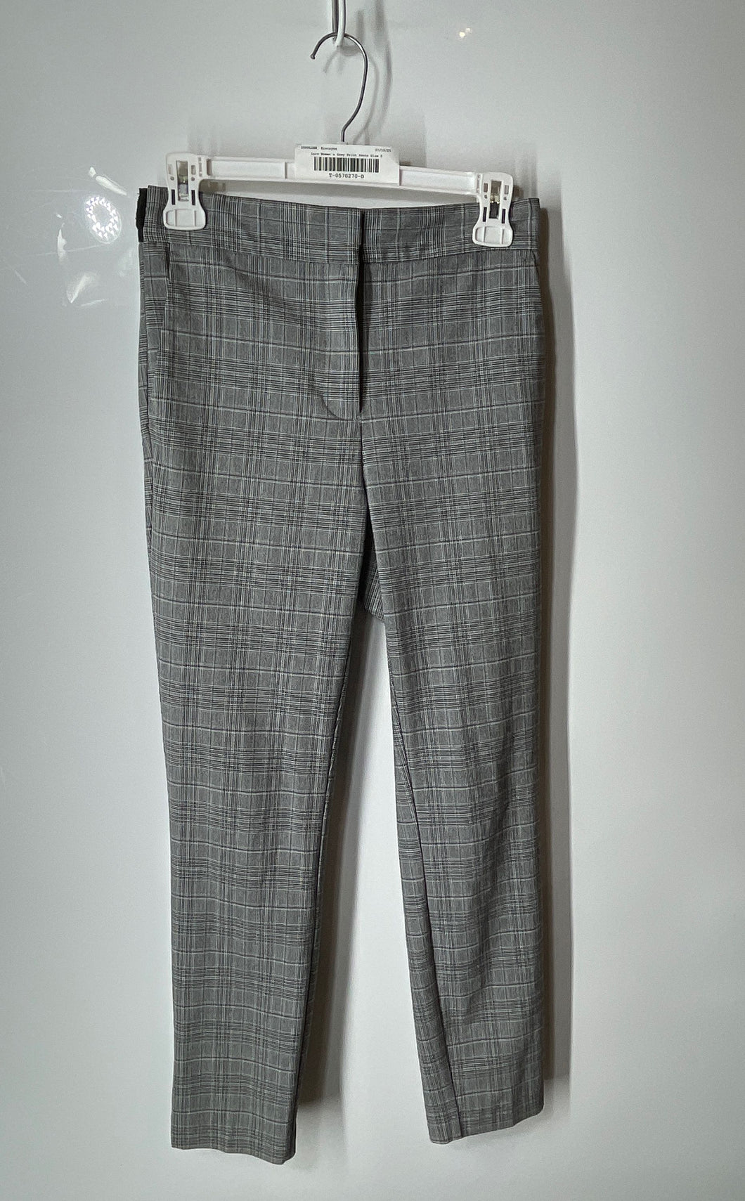 Zara Womens Gray Plaid Flat Front Slash Pocket Straight Leg Dress Pants Size S