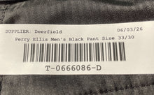 Load image into Gallery viewer, Perry Ellis Mens Black Pleated Front Slash Pockets Button Dress Pants Size 33x30
