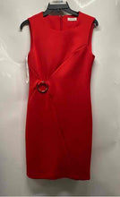 Load image into Gallery viewer, Calvin Klein Womens Red Sleeveless Crew Neck Back Zip Sheath Dress Size 8
