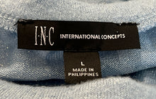 Load image into Gallery viewer, INC International Concepts Womens Blue Side Ruched Long Sleeve Blouse Top Size L
