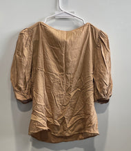 Load image into Gallery viewer, Express Womens Brown Puff Sleeve V-Neck Ruched Blouse Top Size Small
