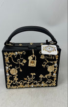 Load image into Gallery viewer, Reinventing Glamour Womens Black Gold Top Handle Crossbody Bag No Strap W/Tag
