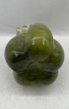 Load image into Gallery viewer, Green Glass Speckled Pattern Hand Blown Home Decorative Pumpkin With Curly Stem
