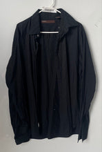 Load image into Gallery viewer, Perry Ellis Mens Black Vertical Textured Striped Button-Up Shirt Size XL
