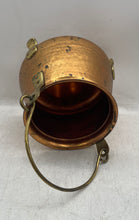 Load image into Gallery viewer, Vintage Teleflora Collectibles Three Footed Top Handle Brass Tone Jar
