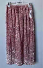 Load image into Gallery viewer, Olive &amp; Bette's Womens Pink Sequin Elastic Waist Midi A-Line Skirt Sz OS W/ Tags
