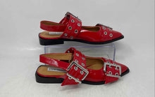 Load image into Gallery viewer, Steve Madden Womens Graya Red Black Pointed Toe Buckle Slingback Flats Size 6 M

