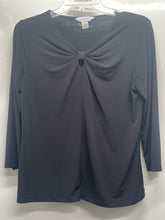 Load image into Gallery viewer, Liz Claiborne Womens Black Front Knot Long Sleeve Blouse Top Size PM
