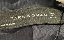 Load image into Gallery viewer, Zara Womens Blue 3/4 Ruched Sleeve Front Flap Pockets Open-Front Blazer Size L
