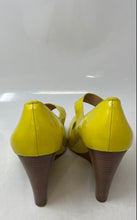 Load image into Gallery viewer, Coach Womens Lesa Yellow Brown Peep Toe Wedge Pump Heels Size 8B
