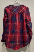 Load image into Gallery viewer, Tommy Hilfiger Womens Red Blue Long Sleeve V-Neck Pullover Tunic Blouse Size M
