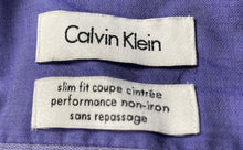 Load image into Gallery viewer, Calvin Klein Mens Purple Cotton Long Sleeve Collared Slim Fit Dress Shirt Sz 15
