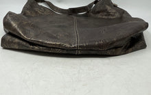 Load image into Gallery viewer, Vera Pelle Womens Bronze Engraved Zip Top Lined Hobo Handbag No Straps

